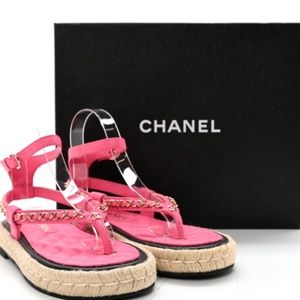 CHANEL lamb skin chain Espadrille sandal 39